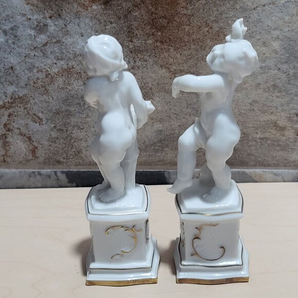 Vintage Pair Hutschenreuther Porcelain Cherubs Putti Four Seasons Figurine - Picture 7 of 11